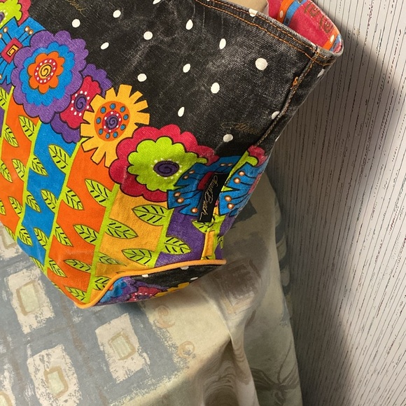 Laurel Burch Shoulder Tote Sun 'n' San Accessories Tote Floral Boho Hippie - Picture 3 of 11